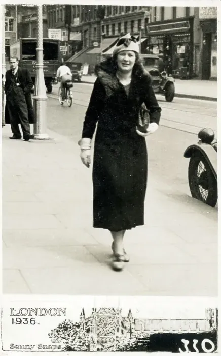 Framed Print : Middle aged woman in long fur-trimmed coat in Lewisham Framed Print : Middle aged woman in long fur-trimmed coat in Lewisham