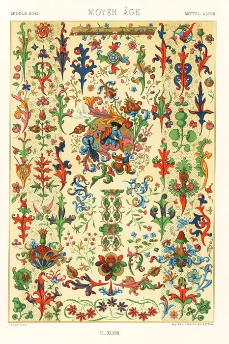 Framed Print : Middle Ages: conventional flora and flower work, 15th century Framed Print : Middle Ages: conventional flora and flower work, 15th century