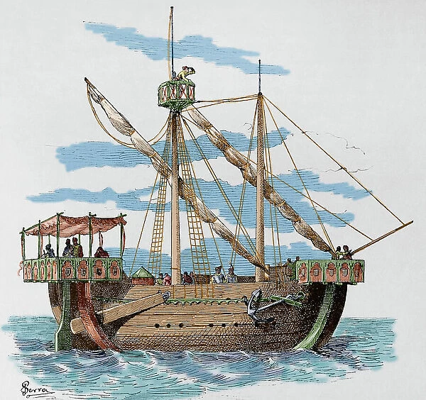 Middle Ages. Ship of the 13th and 14th centuries