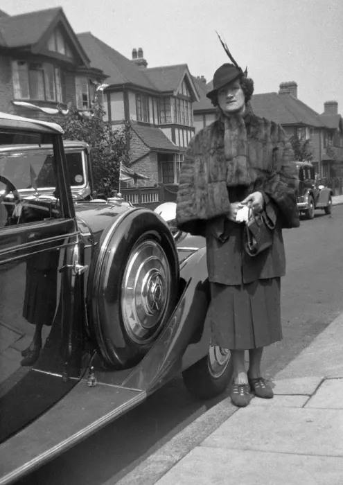 Framed Print : Middle class woman in residential street Framed Print : Middle class woman in residential street