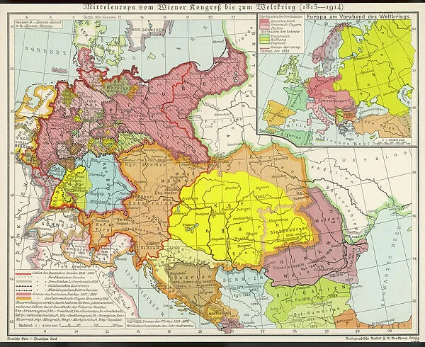 Middle Europe Map. Map of Middle Europe from after the Vienna Congress