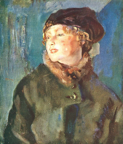 Midinette. A portrait oil painting of a young French woman