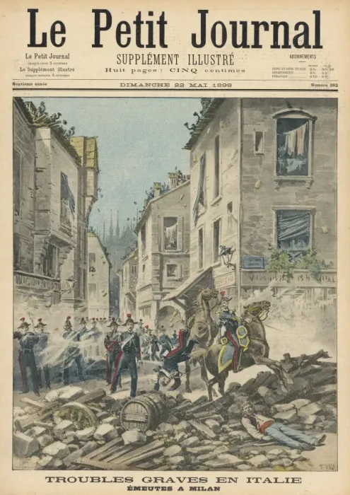 Framed Print : Milan Riots / 1898 / Petit J Framed Print : Milan Riots / 1898 / Petit J