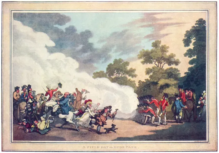Framed Print : Military. A Field Day in Hyde Park. Artists: Thomas Malton after Thomas Rowlandson Framed Print : Military. A Field Day in Hyde Park. Artists: Thomas Malton after Thomas Rowlandson