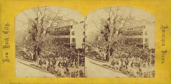 Military on Broadway during Abraham Lincolns funeral proces