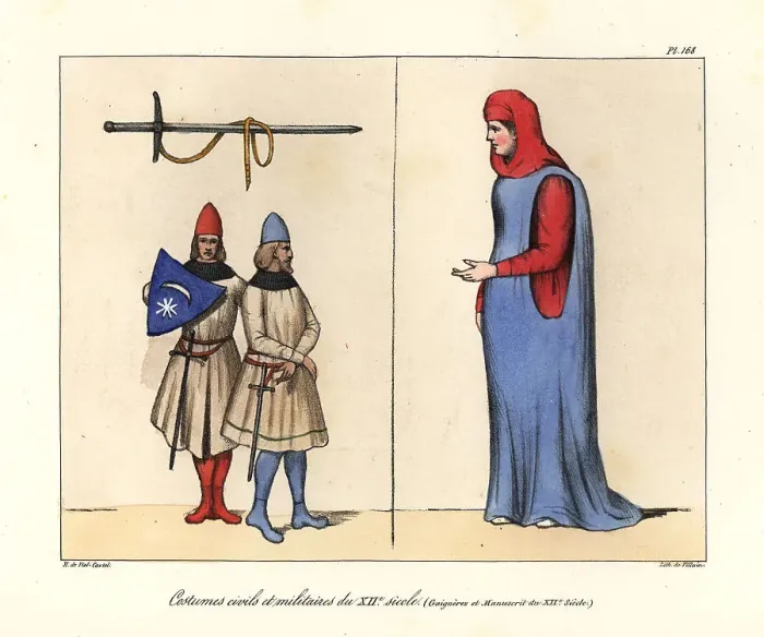 Framed Print : Military and civil costumes of the 12th century Framed Print : Military and civil costumes of the 12th century