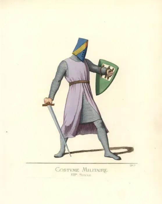Framed Print : Military costume, 13th century Framed Print : Military costume, 13th century