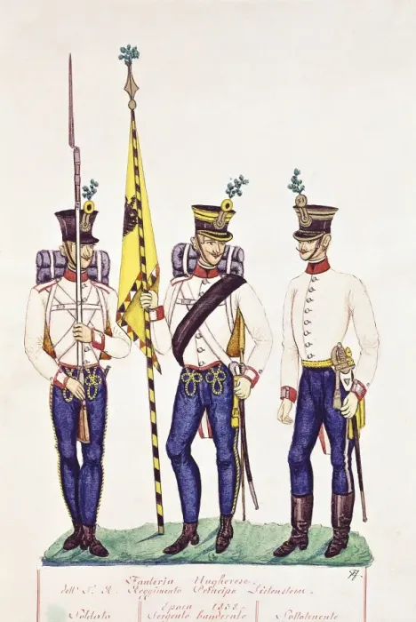 Framed Print : Military dresses of the Hungarian infantry. 19th Framed Print : Military dresses of the Hungarian infantry. 19th
