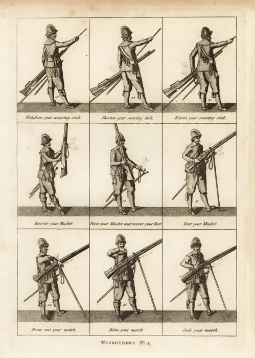 Framed Print : Military exercises of musketeers Framed Print : Military exercises of musketeers