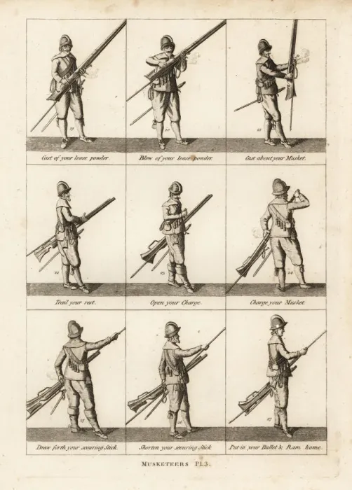 Framed Print : Military exercises of musketeers Framed Print : Military exercises of musketeers