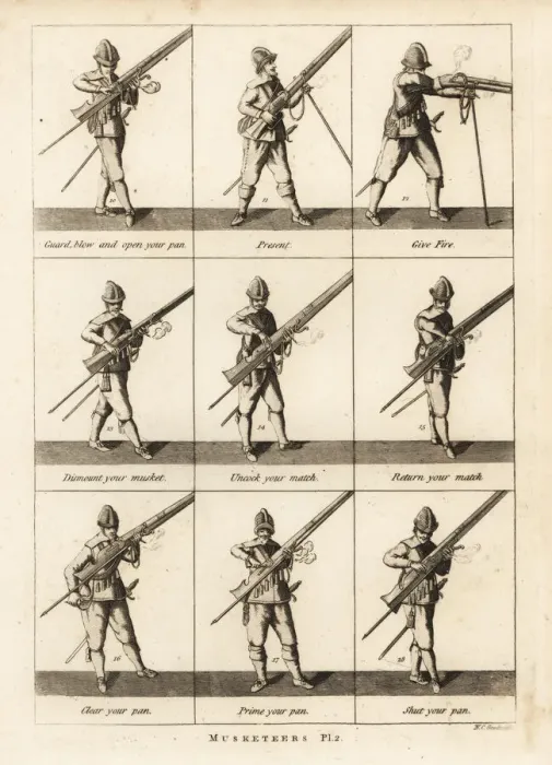 Framed Print : Military exercises of musketeers Framed Print : Military exercises of musketeers