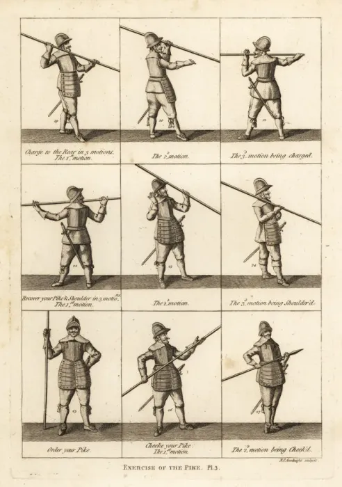 Framed Print : Military exercises of the pike
