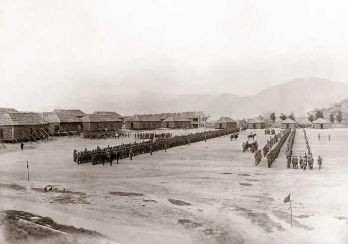 Framed Print : Military inspection bythe Duke of Connaught, Hong Kong, 1907 Framed Print : Military inspection bythe Duke of Connaught, Hong Kong, 1907