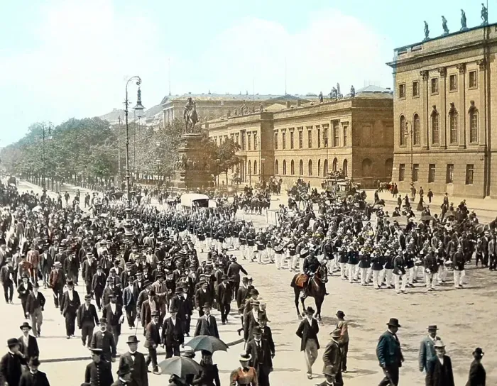 Framed Print : Military parade, Berlin, Germany, Victorian period Framed Print : Military parade, Berlin, Germany, Victorian period