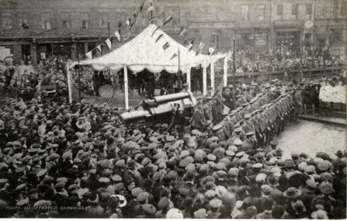 Framed Print : Military Parade with Cannon, TCathedral Square, County Durha Framed Print : Military Parade with Cannon, TCathedral Square, County Durha