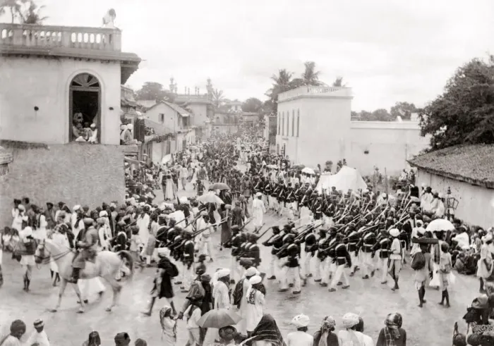 Framed Print : Military procession, India, c. 1890 Framed Print : Military procession, India, c. 1890