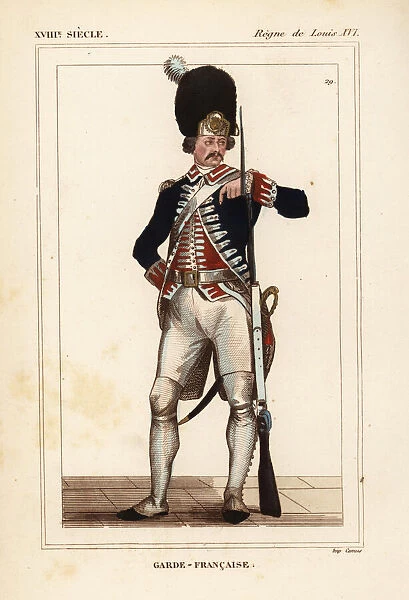 Military uniform of the French Guards, Garde-Francaise, 1789
