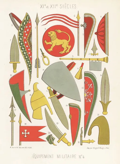 Framed Print : Military weapons, 11th and 12th centuries Framed Print : Military weapons, 11th and 12th centuries