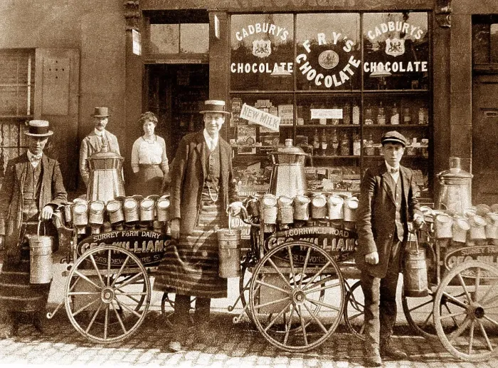 Framed Print : Milk Delivery Men early 1900s Framed Print : Milk Delivery Men early 1900s