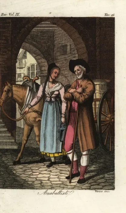 Framed Print : Milk-vendor anabaptists of Basel, Switzerland, 16th century Framed Print : Milk-vendor anabaptists of Basel, Switzerland, 16th century