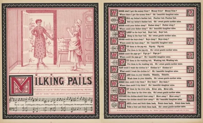 Framed Print : Milking pails, words and music Framed Print : Milking pails, words and music