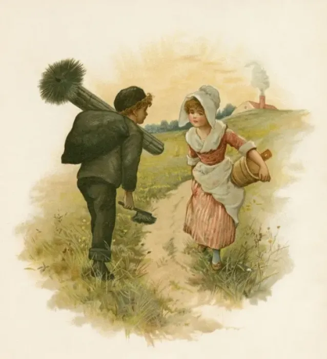 Framed Print : Milkmaid / Boy Sweep C1890 Framed Print : Milkmaid / Boy Sweep C1890