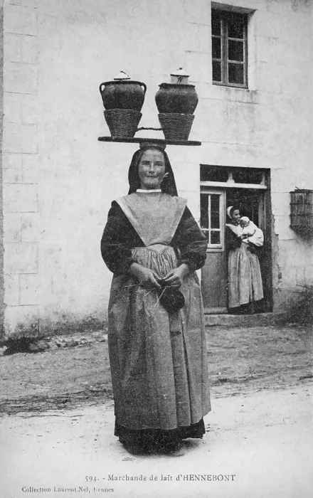 Framed Print : Milkmaid and Milk Seller at Hennebont, Brittany Framed Print : Milkmaid and Milk Seller at Hennebont, Brittany