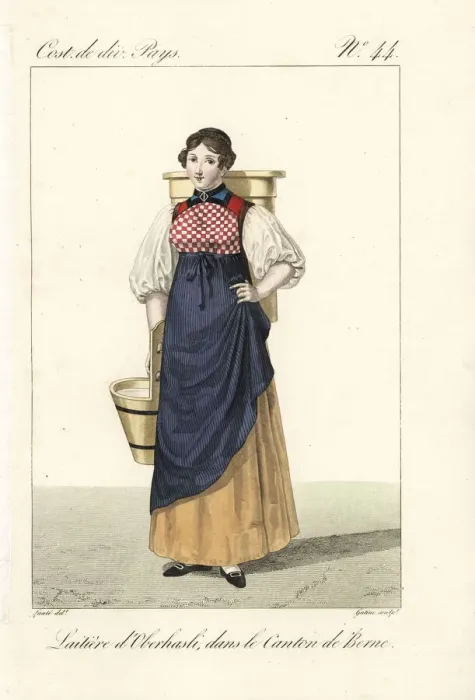 Framed Print : Milkmaid of Oberhasli, Switzerland, 19th century Framed Print : Milkmaid of Oberhasli, Switzerland, 19th century