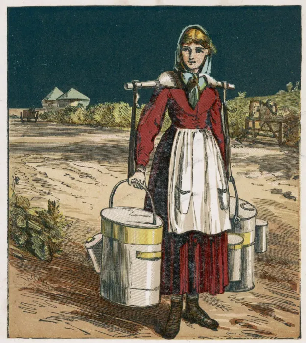 Framed Print : Milkmaid with Pails Framed Print : Milkmaid with Pails