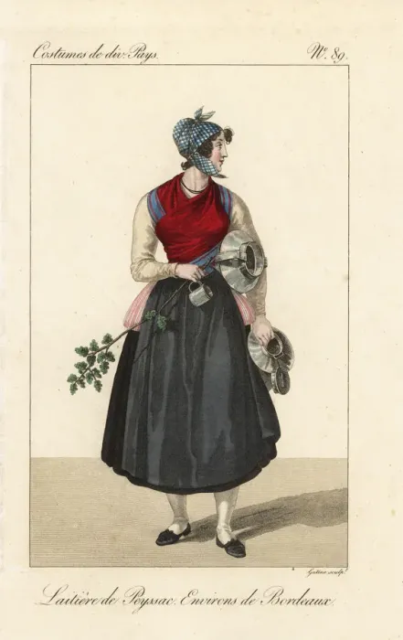 Framed Print : Milkmaid of Pessac, Bordeaux, France, 19th century Framed Print : Milkmaid of Pessac, Bordeaux, France, 19th century