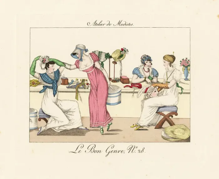 Framed Print : Millinery shop workers Framed Print : Millinery shop workers