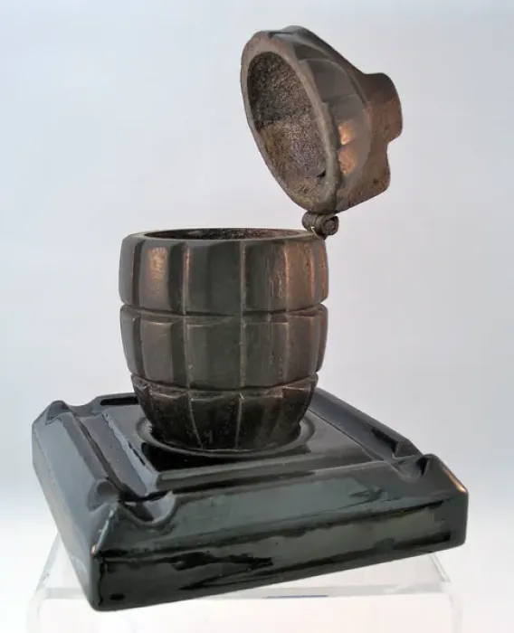 Framed Print : Mills hand grenade made as an ink stand Framed Print : Mills hand grenade made as an ink stand