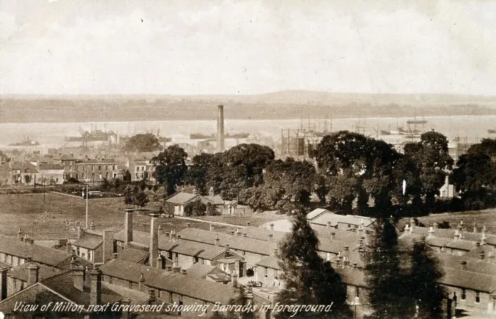 Framed Print : Milton Barracks near Gravesend, Kent - toward River Thames Framed Print : Milton Barracks near Gravesend, Kent - toward River Thames