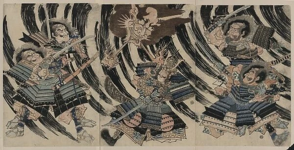 Minamoto Yorimitsu (Raiko Sitenno) and the head of the demon