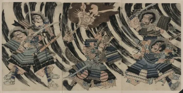 Framed Print : Minamoto Yorimitsu (Raiko Sitenno) and the head of the demon Framed Print : Minamoto Yorimitsu (Raiko Sitenno) and the head of the demon
