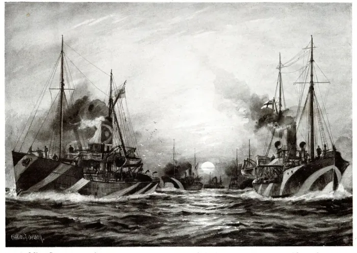 Framed Print : Minesweepers in the North Sea, WW1 Framed Print : Minesweepers in the North Sea, WW1