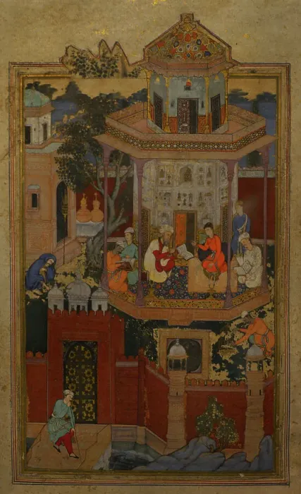 Framed Print : Miniature depicting a courtly scene, 16th-17th centuries Framed Print : Miniature depicting a courtly scene, 16th-17th centuries