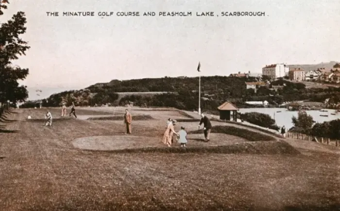 Framed Print : Miniature golf course and Peasholm Lake, Scarborough Framed Print : Miniature golf course and Peasholm Lake, Scarborough