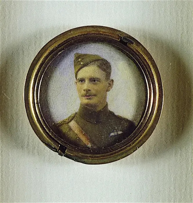 Framed Print : Miniature portrait of a Royal Flying Corps Officer, WW1