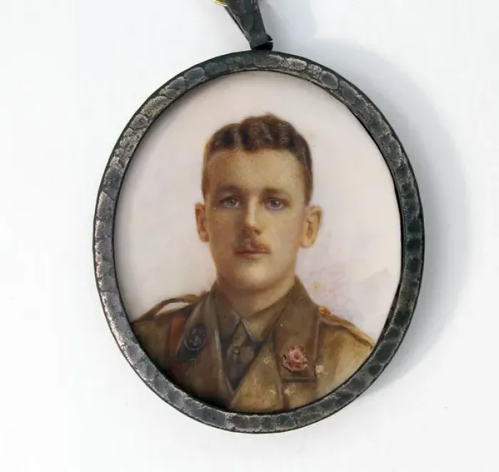 Framed Print : Miniature watercolour on ivory - WWI Officer Framed Print : Miniature watercolour on ivory - WWI Officer