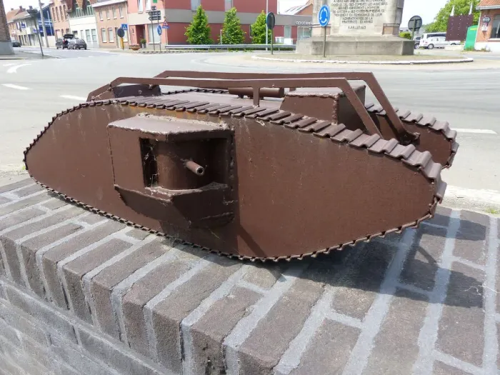 Framed Print : Miniature WW1 tank, Poelkapelle Memorial Wall Framed Print : Miniature WW1 tank, Poelkapelle Memorial Wall