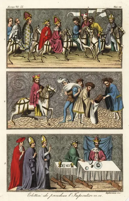 Framed Print : Miniatures from the Golden Bull, 1365 Framed Print : Miniatures from the Golden Bull, 1365