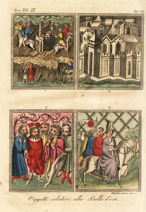 Framed Print : Miniatures from the Golden Bull, 1365 Framed Print : Miniatures from the Golden Bull, 1365