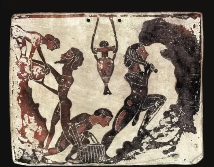 Framed Print : Mining Scene. 580 -570 a. C. Black-figure ceramics Framed Print : Mining Scene. 580 -570 a. C. Black-figure ceramics