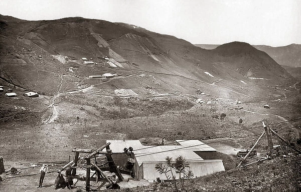 Mining scene in the Transvaal, South Africa, circa 1888