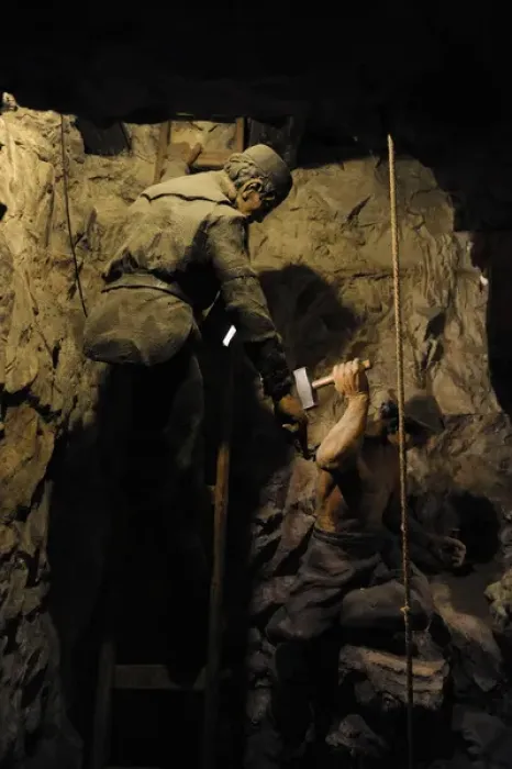Framed Print : Mining. Shaft sinking by hand with hammer and wedge. Diorama Framed Print : Mining. Shaft sinking by hand with hammer and wedge. Diorama