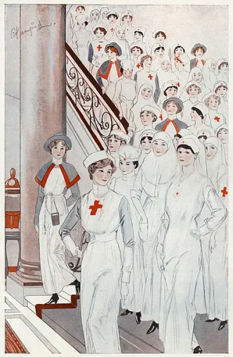 Framed Print : Ministering angels, 1915 - nurses by Blampied Framed Print : Ministering angels, 1915 - nurses by Blampied