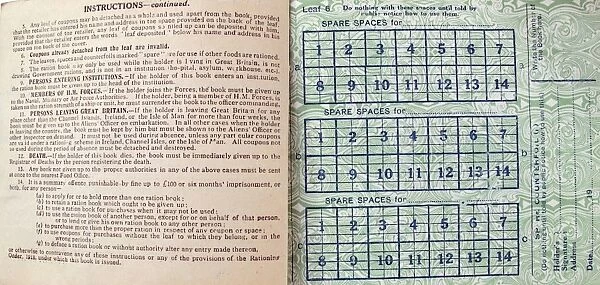 A Ministry of Food National Ration Book - WWI