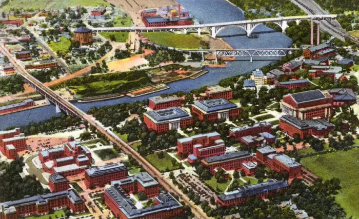 Framed Print : Minneapolis, Minnesota, USA - Aerial view of the University Framed Print : Minneapolis, Minnesota, USA - Aerial view of the University