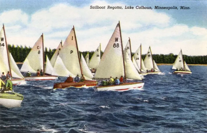 Framed Print : Minneapolis, Minnesota, USA - Sailboat Regatta, Lake Calhoun